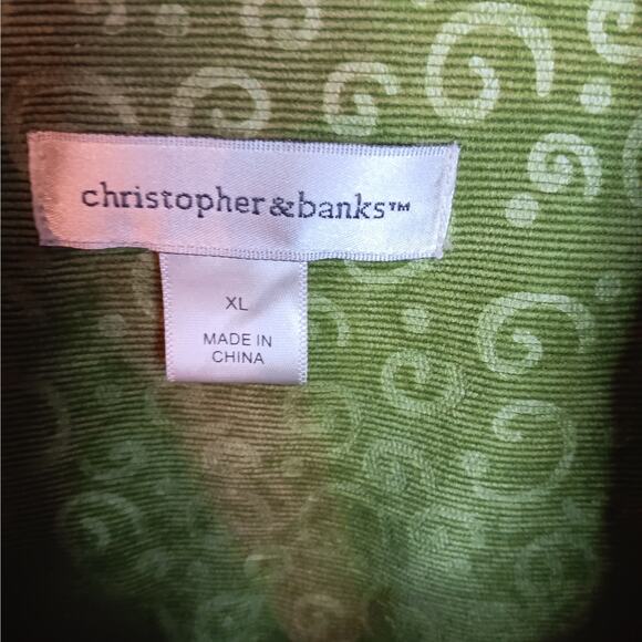EUC Christopher Banks Size XL Green Corduroy Jacket Button Up Collar - Picture 3 of 6